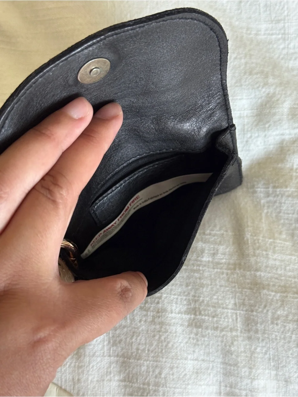 Free People Leather Wristlet Pouch in black NWT